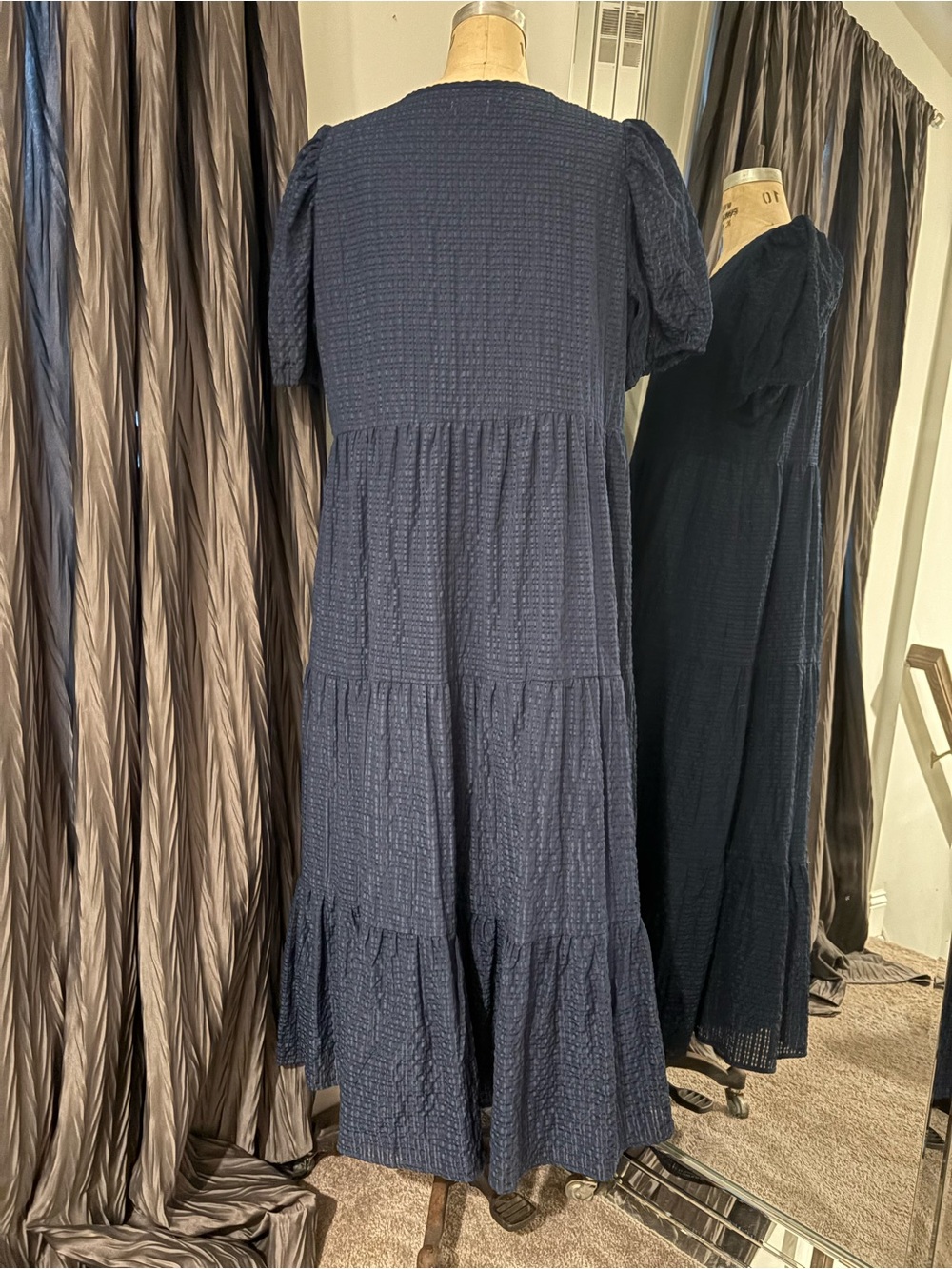 crown & ivy Navy Textured Tiered Maxi Dress - Picture 3 of 6